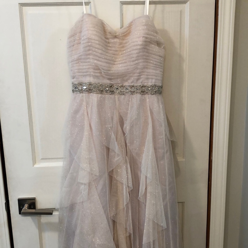 Cream and Gold Glitter Prom Dress
